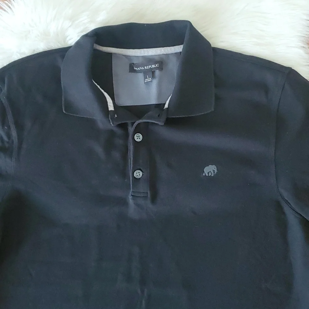 Banana Republic mens black short sleeve polo shirt Large